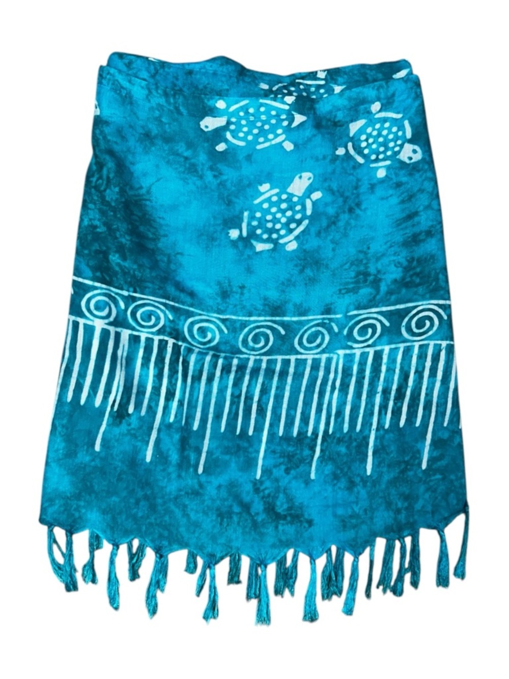 Turquoise Beach Wrap Skirt Teal Turtle Print Swim Sarong Wrap Skirt, Medium - Picture 9 of 10